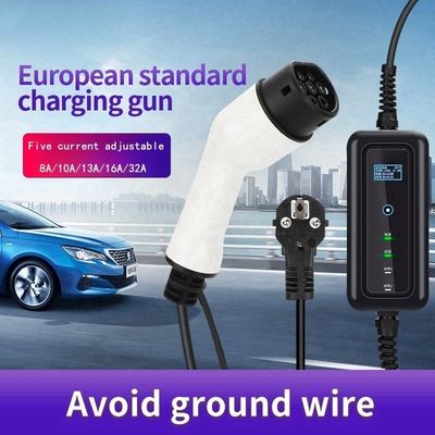 Zuhause Typ 2 32A 7KW tragbare EV-Ladestation mit 5m Kabel und 3,5KW Ausgang